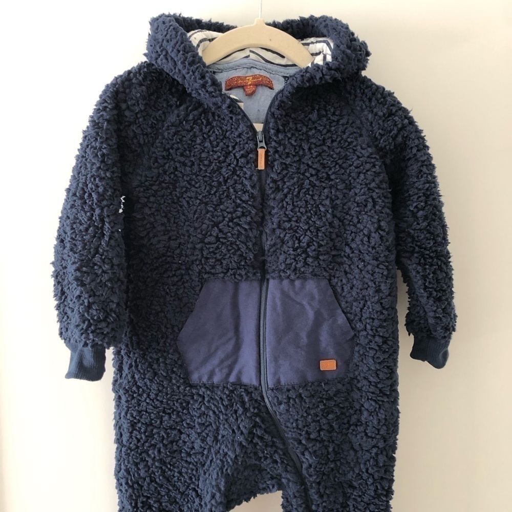 7 For All Mankind Blue Sherpa Baby Jumpsuit 24M - Picture 3 of 10